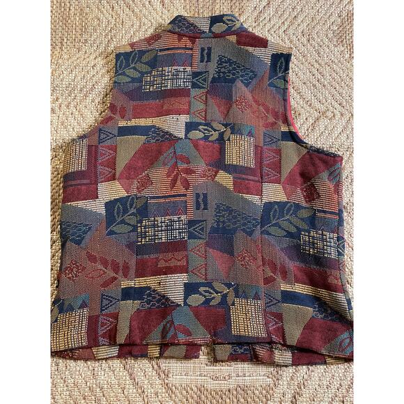 Vtg. 90s First Option Sleeveless Tapestry Vest SZ L - Picture 4 of 6